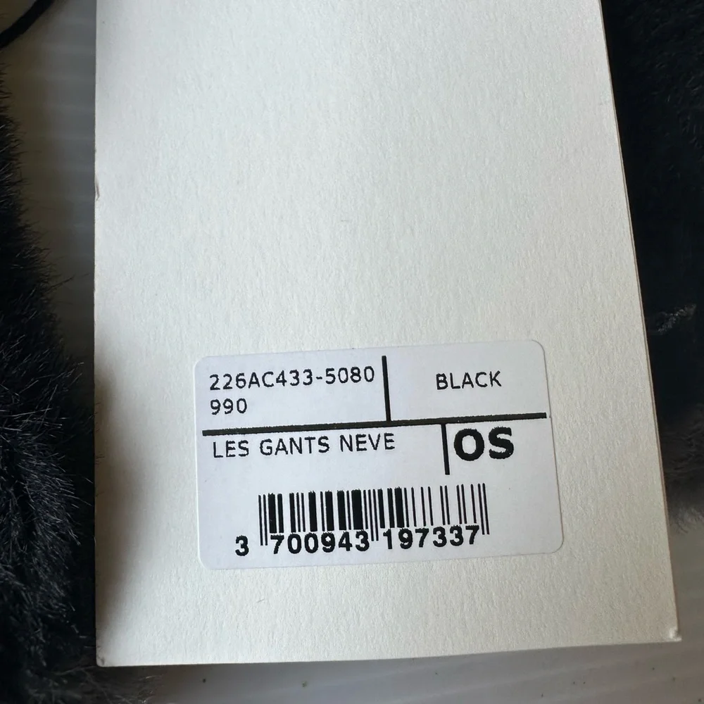 Jacquemus LES NEVE FLUFFY LOGO-EMBROIDERED GLOVES IN BLACK NWT